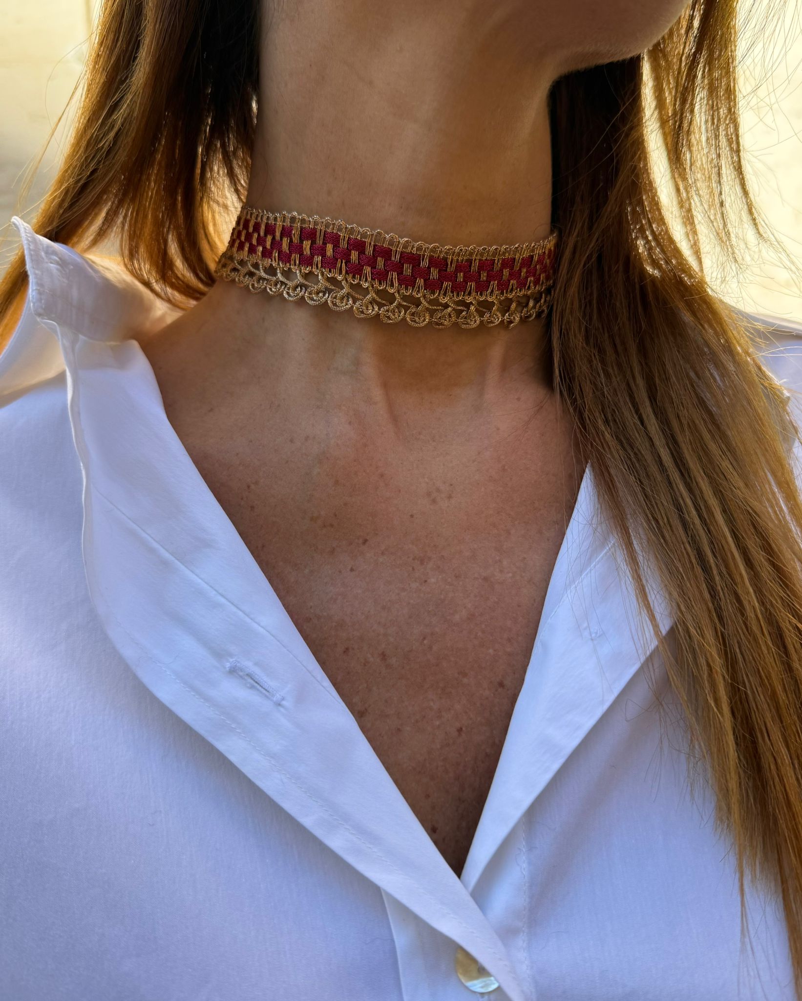 Choker Royal bordeaux e oro