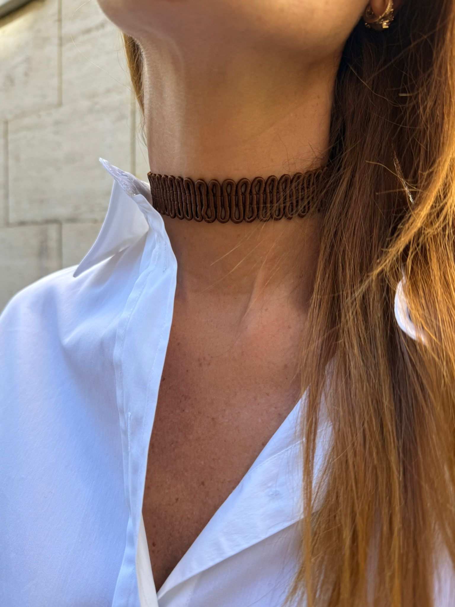 Choker treccia marrone