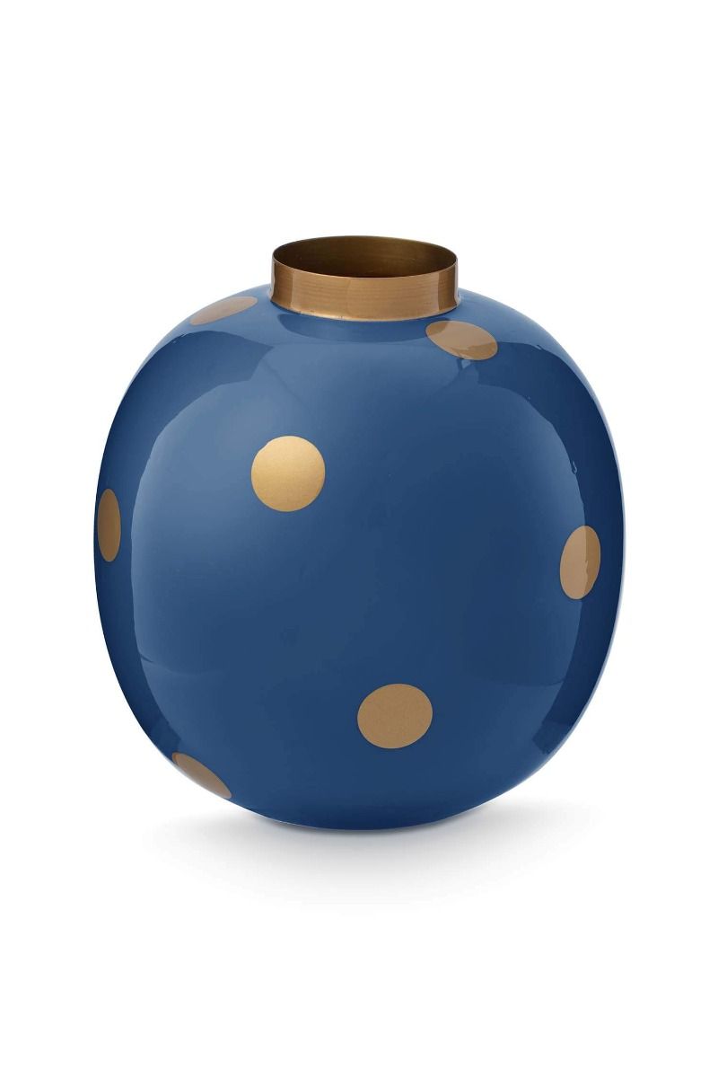 Vase Metal Dots Navy:Gold 23cm