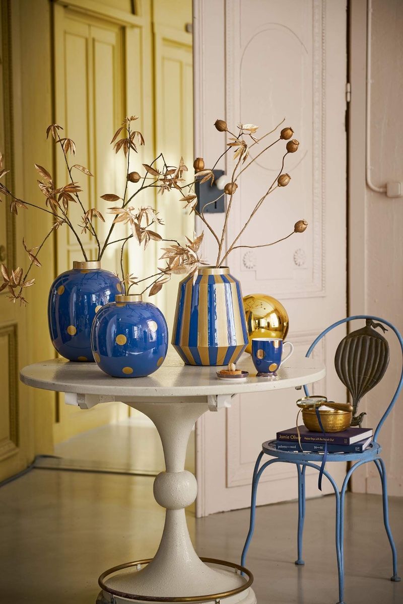 Vaso dots blue gold 23-32-70€-90€