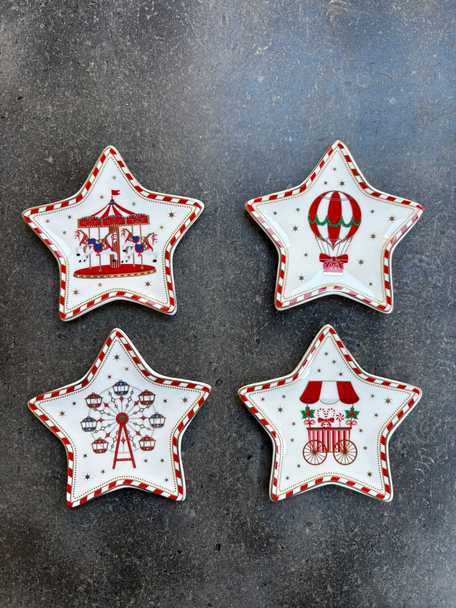 set 4 piattini porta pane stella, 1x, 30€