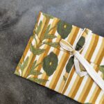 18.righe beige-fiori verdi